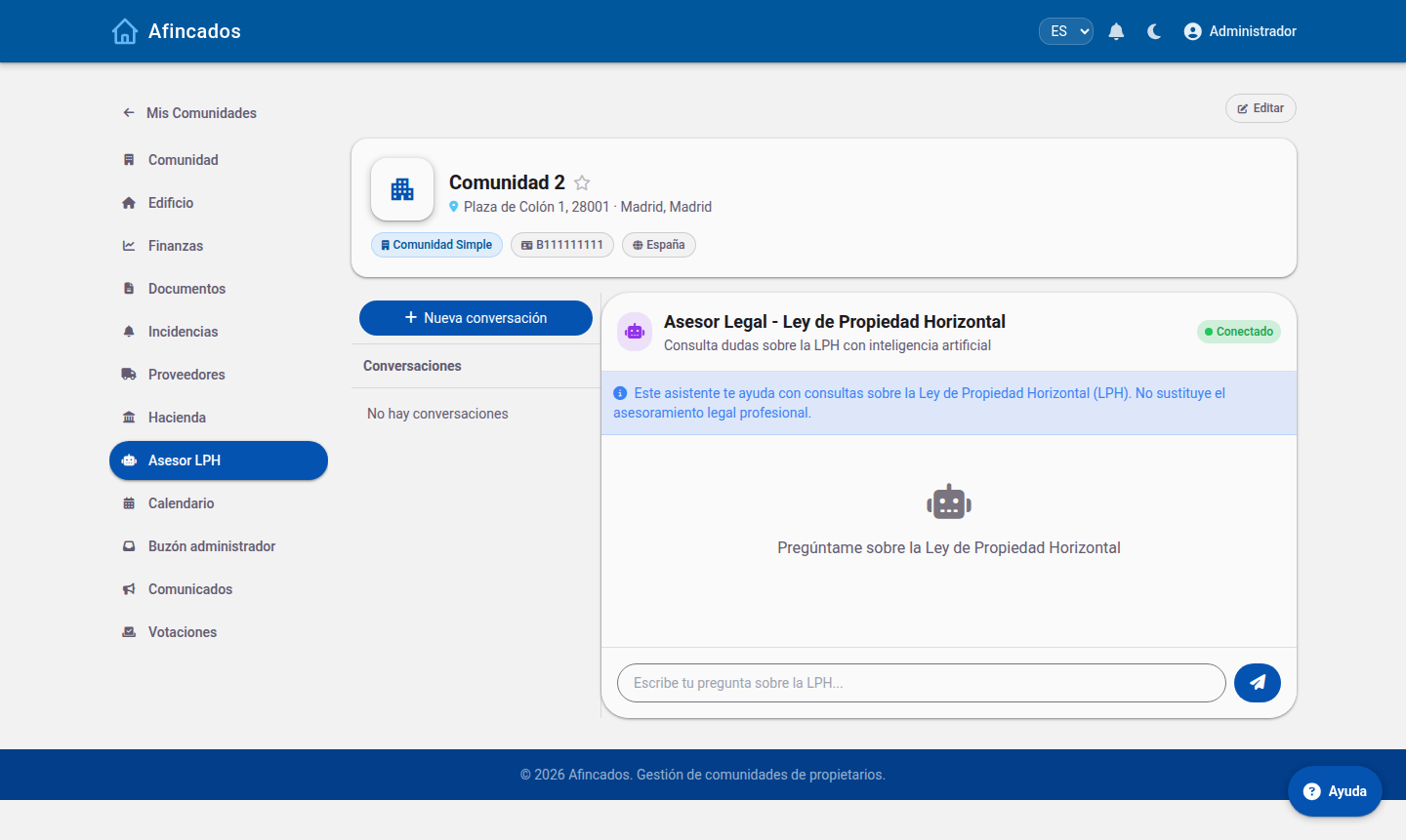 Asesor LPH, asistente de IA sobre la Ley de Propiedad Horizontal
