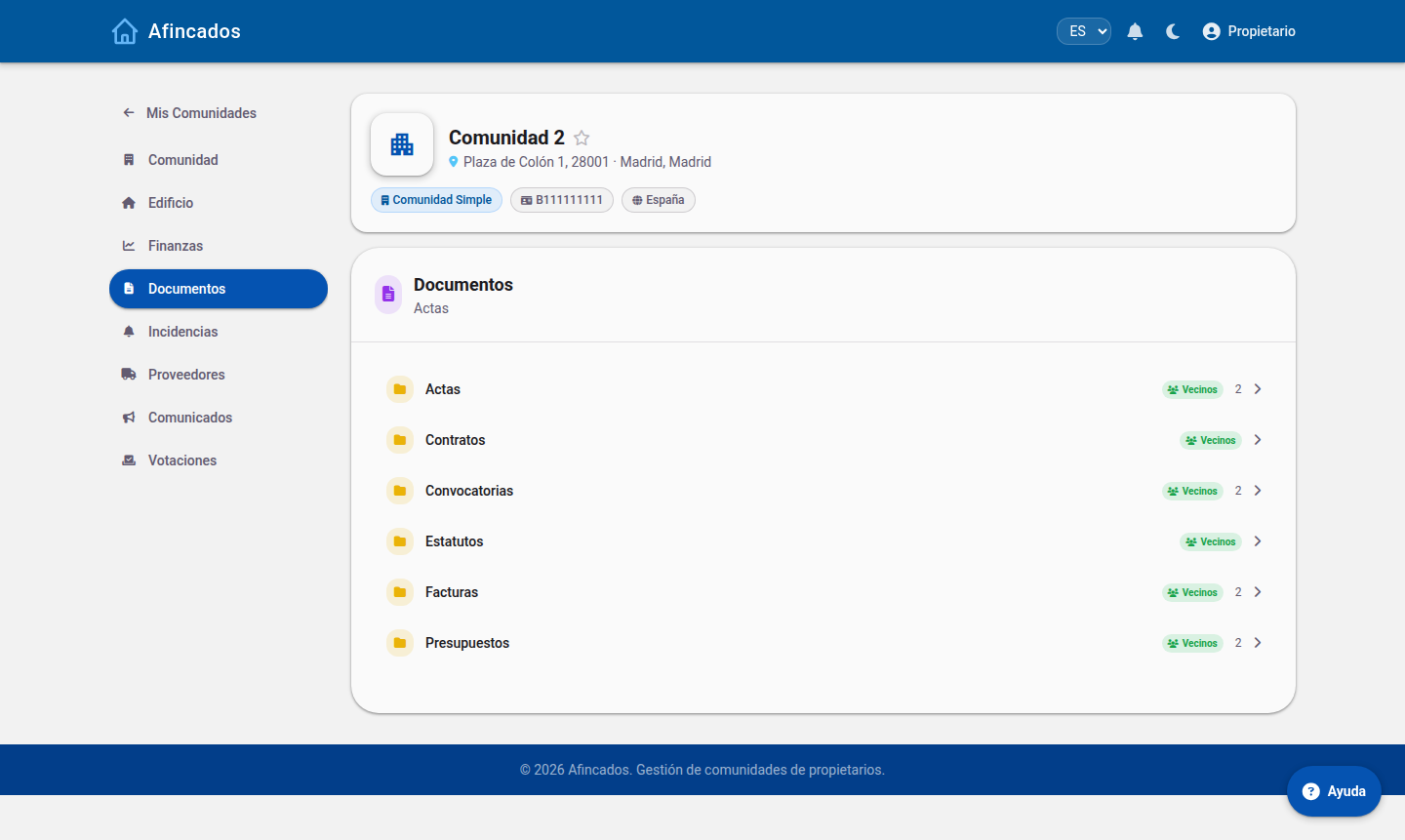 Documentos disponibles para el vecino